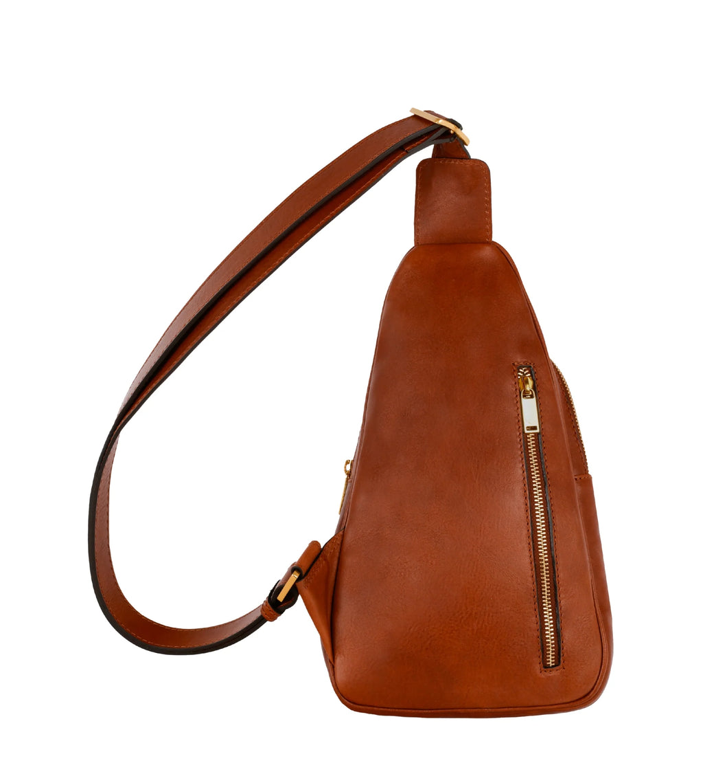 Vintage Full Grain Leather Crossbody Sling Pack