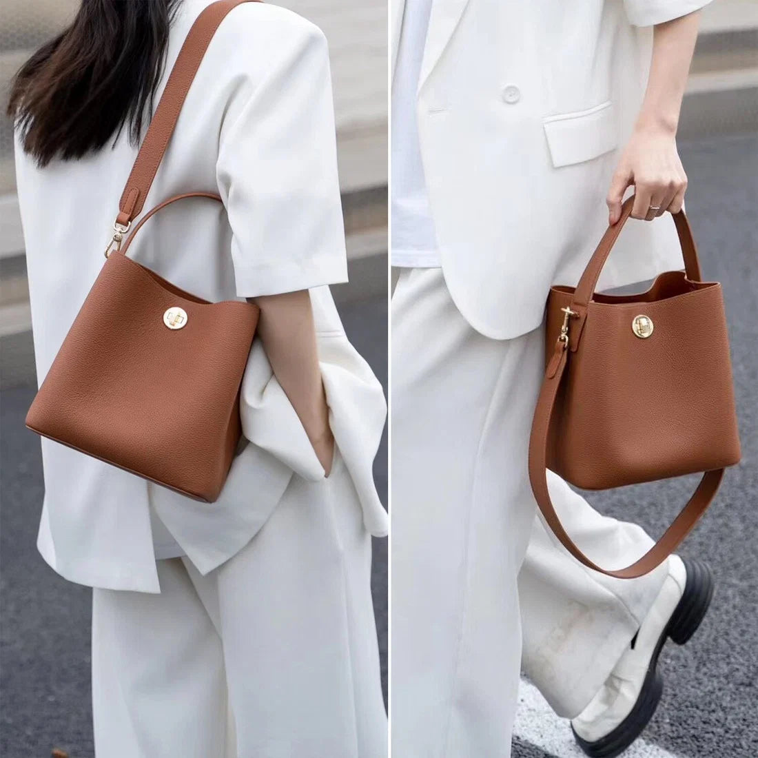 Versatile Women Bucket Tote Crossbody Bag