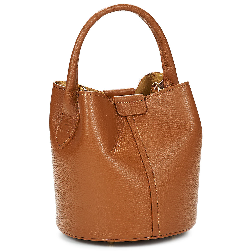 Genuine Cowhide Mini Bucket Handbag
