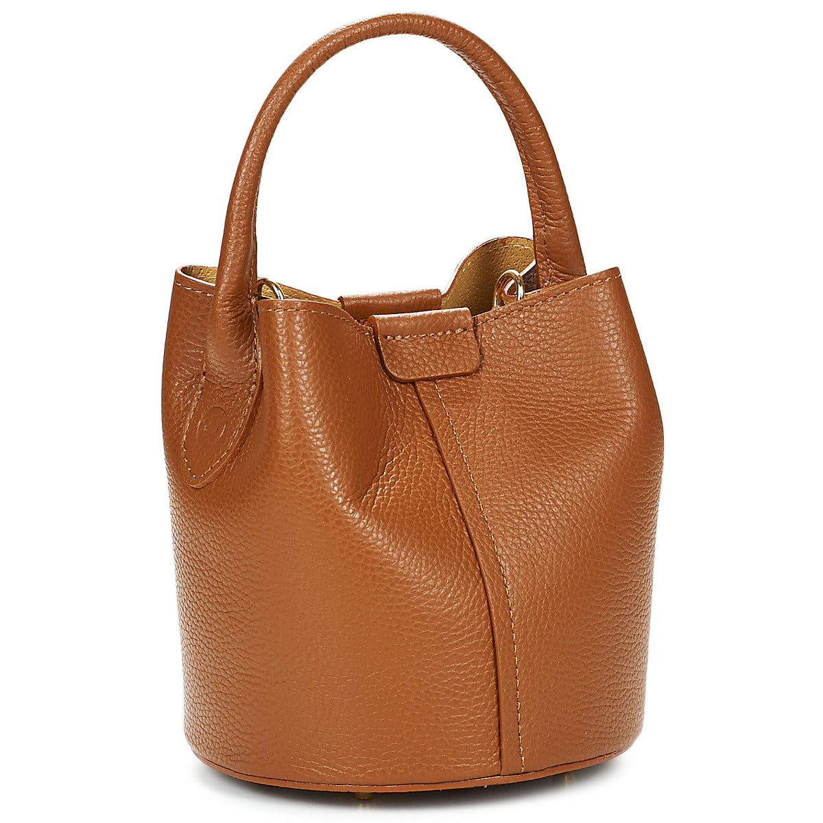 Genuine Cowhide Mini Bucket Handbag