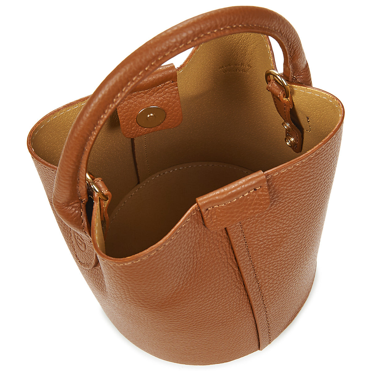 Genuine Cowhide Mini Bucket Handbag