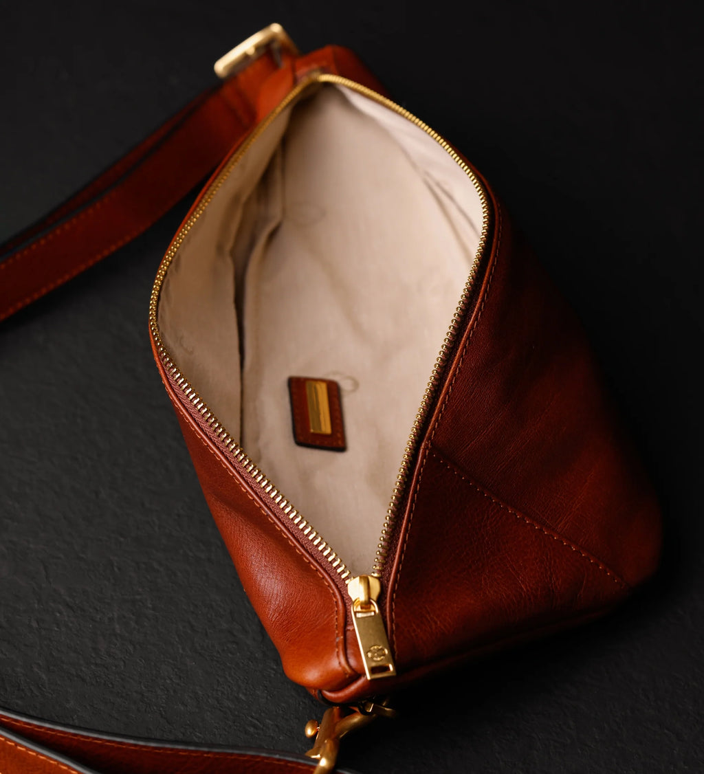 Full‑Grain Cowhide Triangle Sling Chest Bag