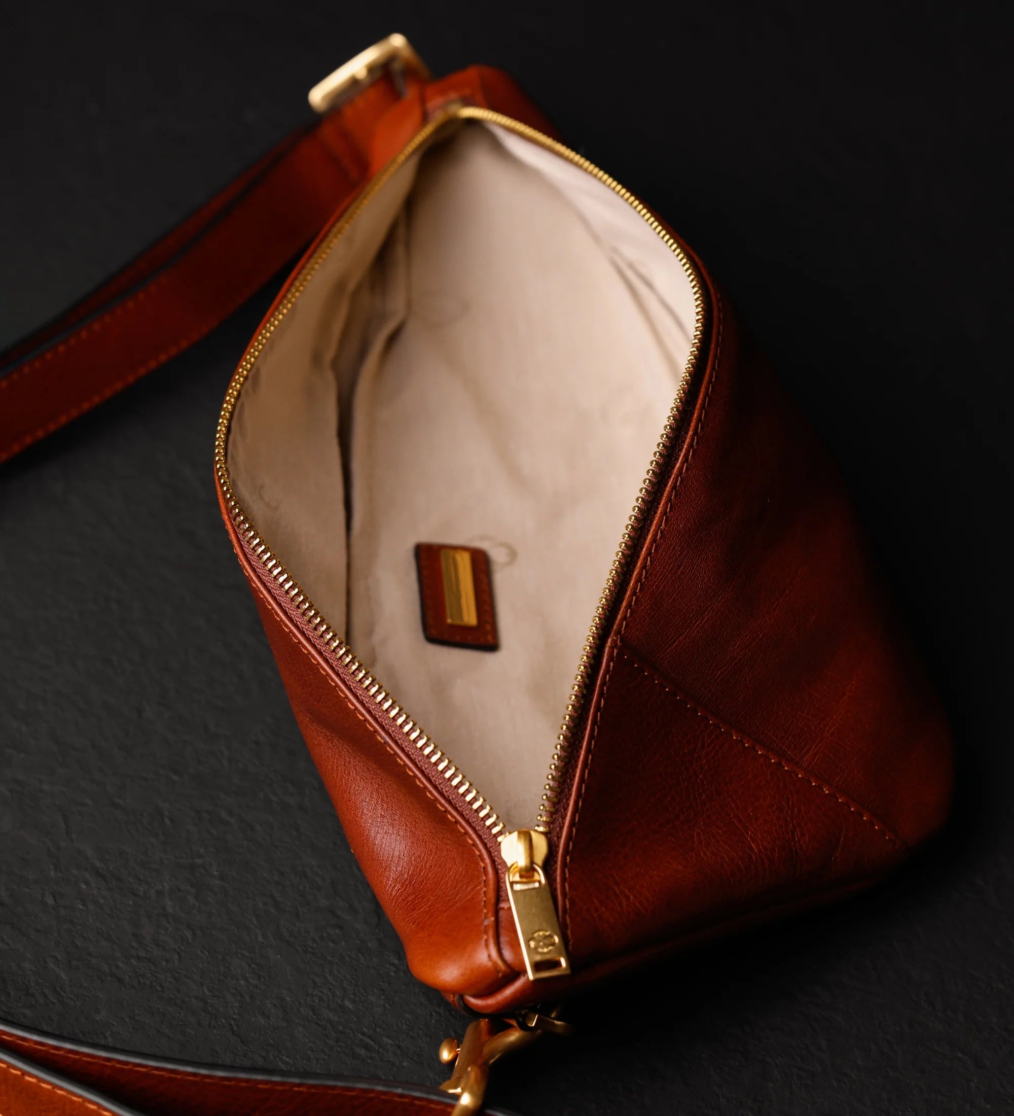 Full‑Grain Cowhide Triangle Sling Chest Bag