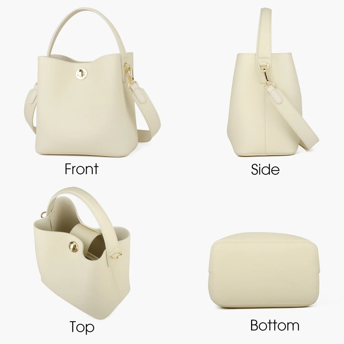 Elegant Ladies Leather Bucket Handbag