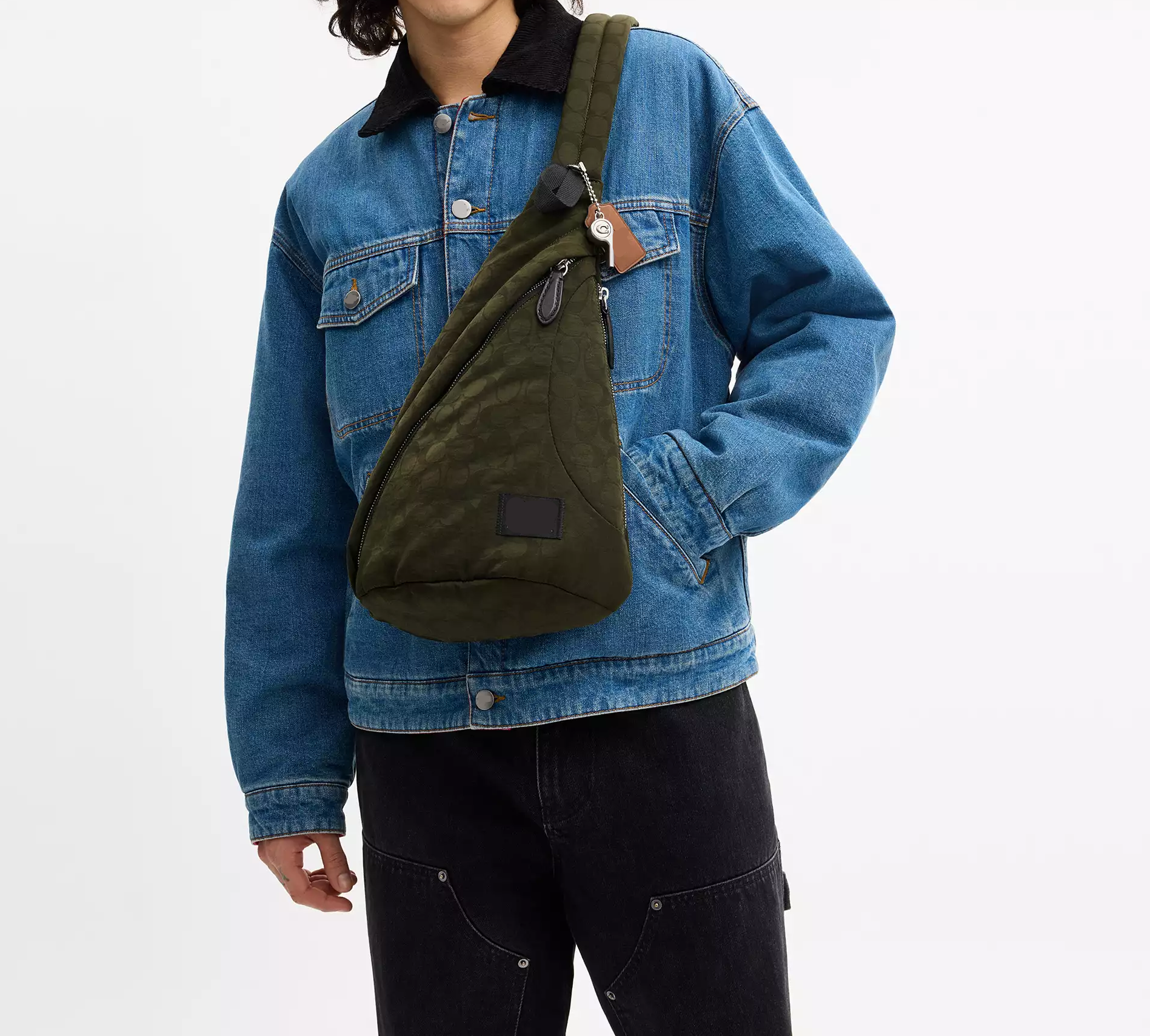 Lightweight Nylon Jacquard Sling Crossbody Backpack