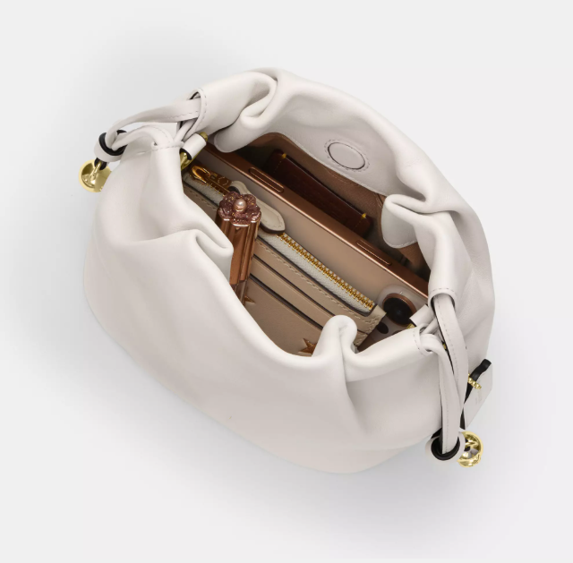 Mini Drawstring Calf Leather Crossbody Pouch